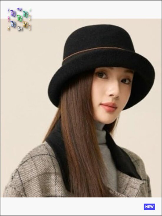 Vintage Felt Cloche Hat Elegant Bowler Bucket Cap Adjustable Winter Fall Fedora main image 6